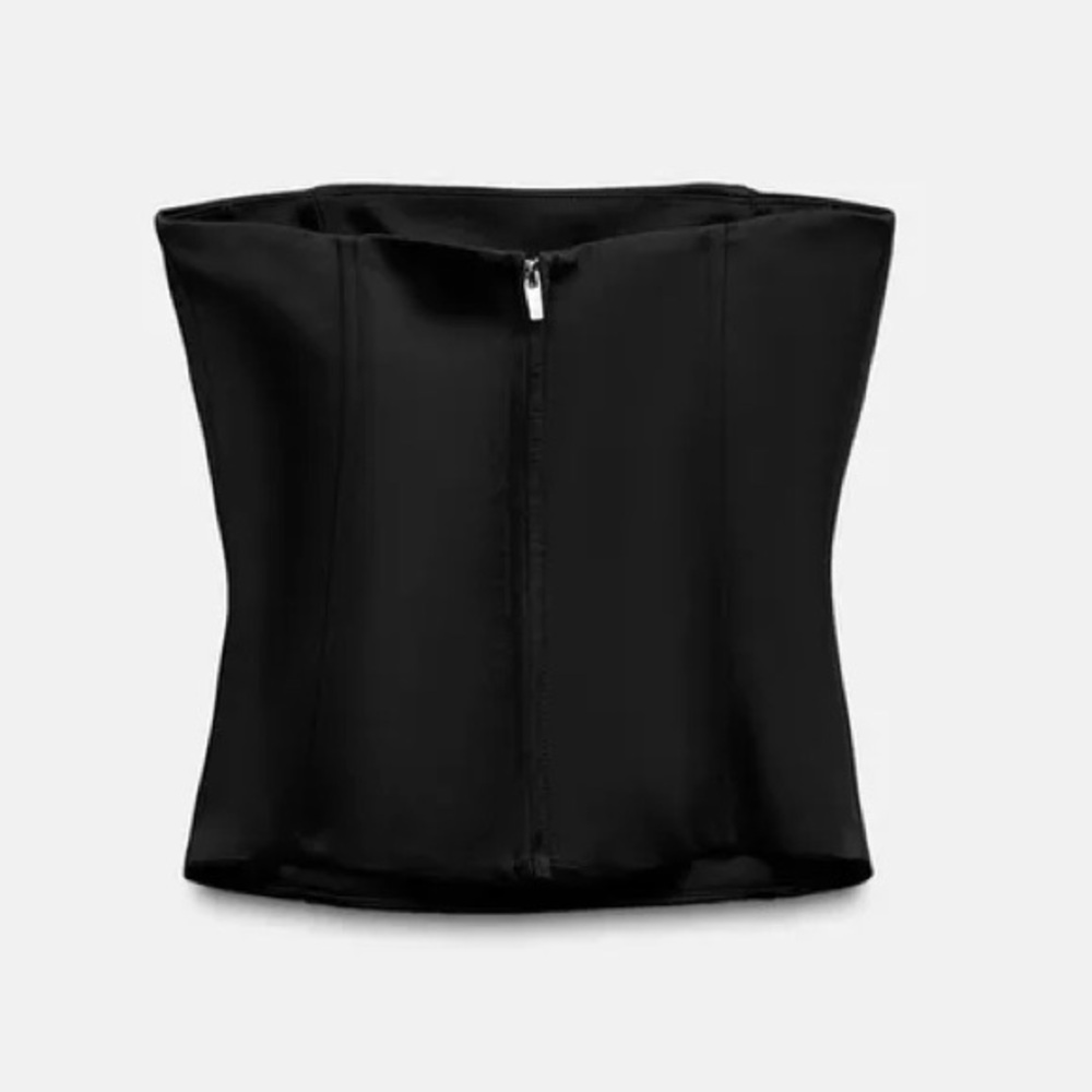 Zara Woman Black Strapless Bejeweled Rhinestone SATIN JEWEL CORSETRY top - Picture 3 of 9